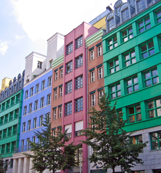 façade immeuble en couleur
